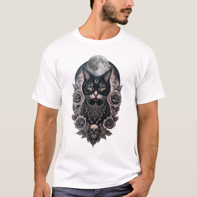 Gothic Cat and Moon Men's Basic T - Shirt (Vorderseite)