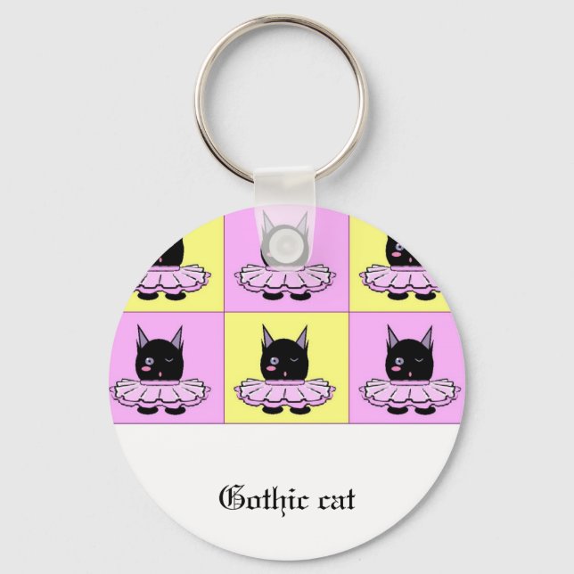 Gothic cat keychain schlüsselanhänger (Vorderseite)
