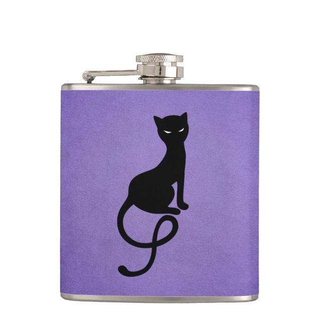 Gothic Cat Lover Evil Kitty Lila Flachmann (Vorderseite)