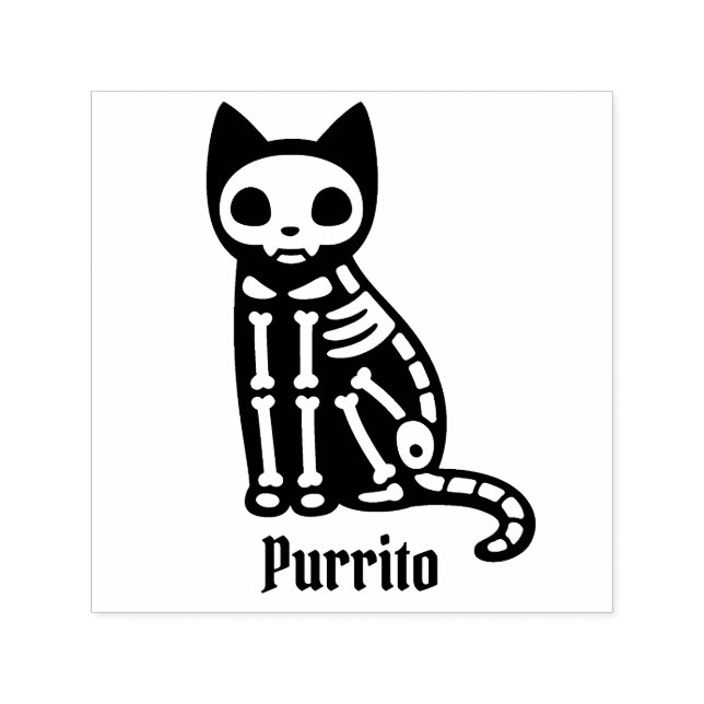 Gothic Cat Skeleton mit Individuelle Name Permastempel (Design)