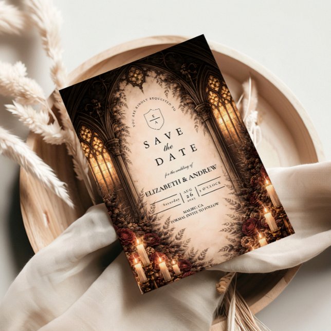 Gothic Cathedral Candlelight Wedding Save The Date (Von Creator hochgeladen)