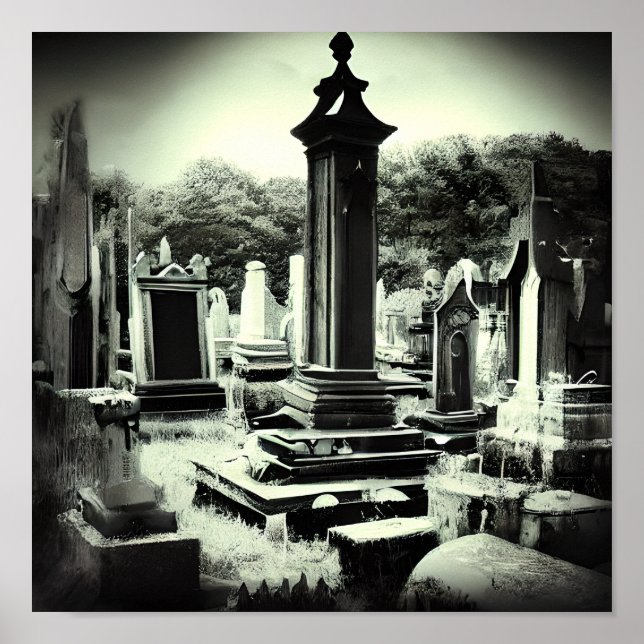 Gothic Cemetary Retro Fotografie Poster (Vorne)