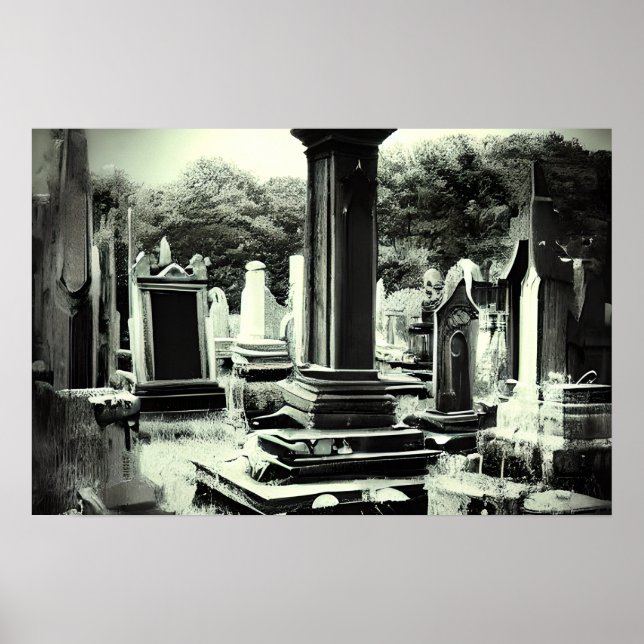 Gothic Cemetary Retro Fotografie Poster (Vorne)