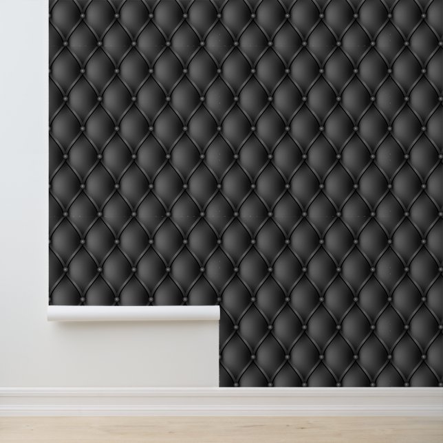 Gothic Charcoal Black Imitate Upholstery Muster Tapete (Anwendung)