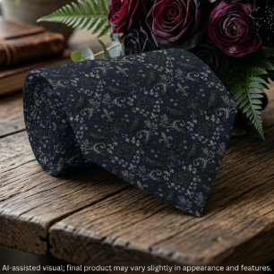 Gothic Charcoal Schwarz Damast Raben Design Krawatte