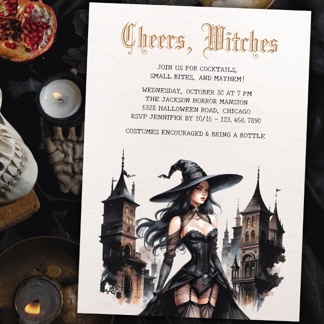 Gothic Cheers Hexen Adult Girls Night Halloween Einladung (Gothic Cheers Witches Adult Girls Night Halloween Invitation)