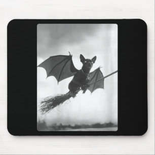 Gothic Chihuahua-Hexenbesen-Fledermausflügel für D Mousepad