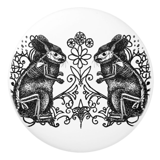 Gothic Chinchilla Anatomy Ceramic Knob Keramikknauf (Vorderseite)