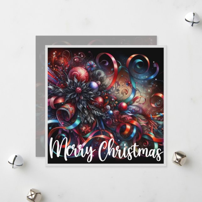 Gothic Christmas Bells Feiertagskarte (Vorderseite/Rückseite Beispiel)