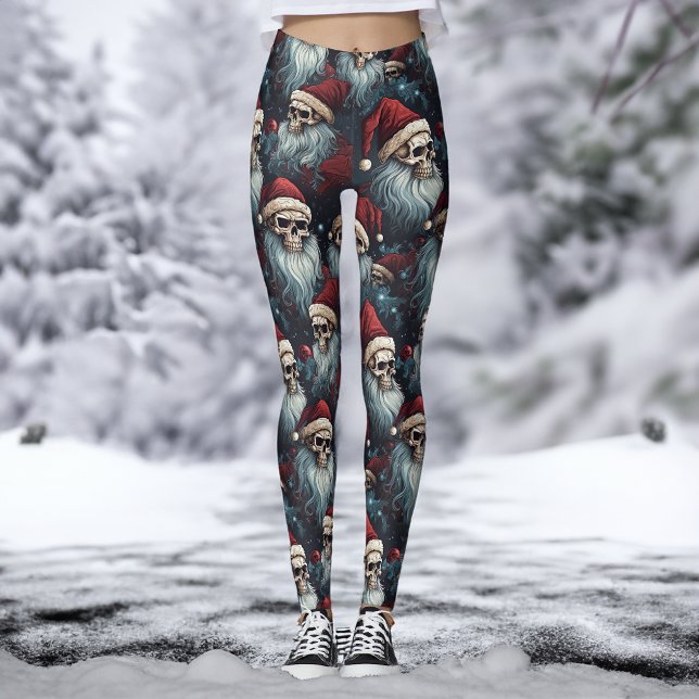 Gothic Christmas Dark Skulls Weihnachtsmannmützen  Leggings (Von Creator hochgeladen)