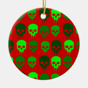 gothic christmas skull skeleton keramik ornament