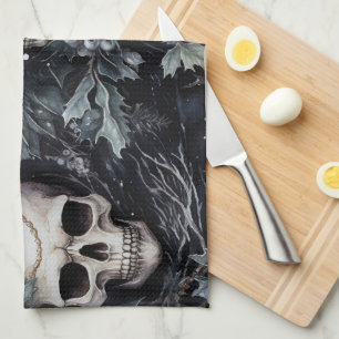 Gothic Christmas Skulls Geschirrtuch