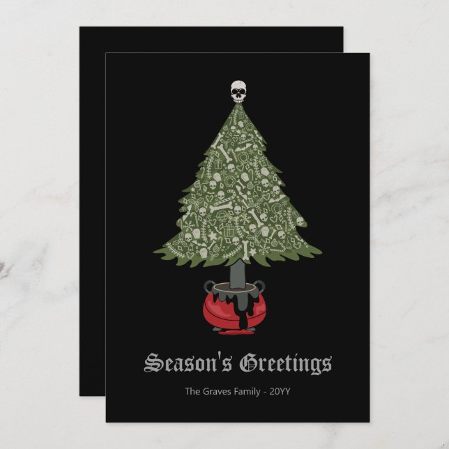 Gothic Christmas Tree Black Feiertagskarte (Vorne/Hinten)