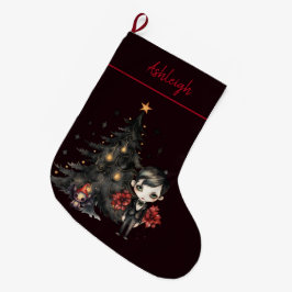 Gothic Christmas Tree Creepy Boy Großer Weihnachtsstrumpf