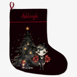 Gothic Christmas Tree Creepy Boy Großer Weihnachtsstrumpf