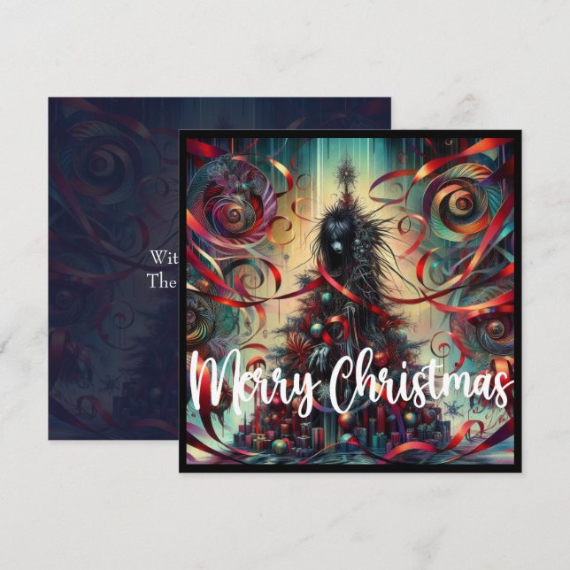 Gothic Christmas Tree Girl Feiertagskarte (Vorne/Hinten)