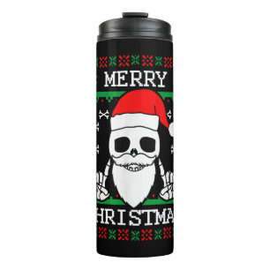 Gothic Christmas Ugly Skull Rock Weihnachtsgeschen Thermosbecher