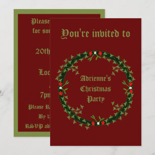 Gothic Christmas Wreath Custom Einladung