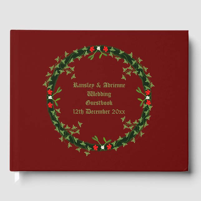 Gothic Christmas Wreath Custom Gästebuch (Vorderseite)