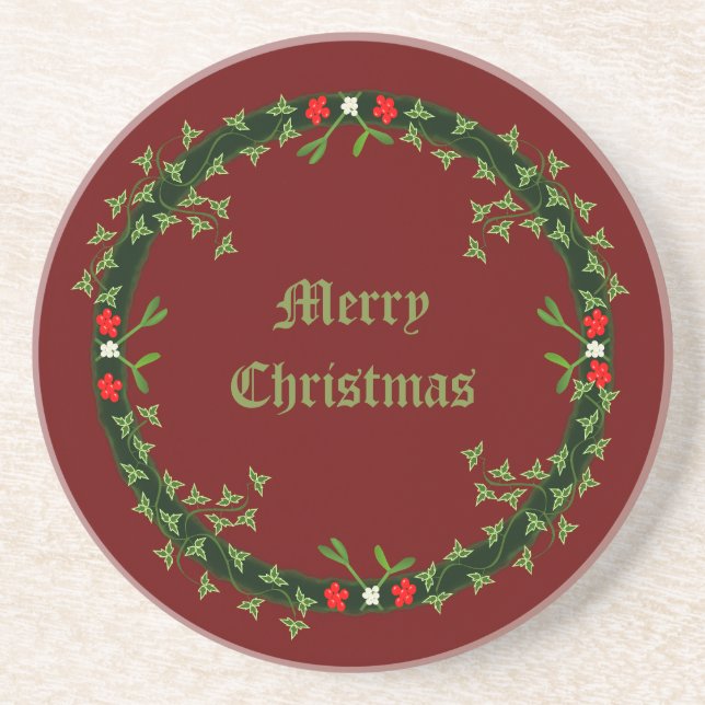 Gothic Christmas Wreath Custom Getränkeuntersetzer (Vorne)