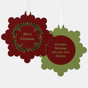 Gothic Christmas Wreath Custom Ornament Karte