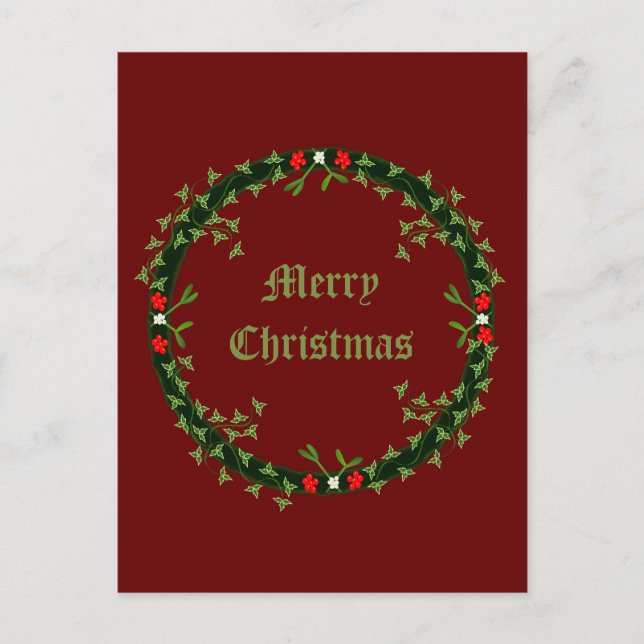 Gothic Christmas Wreath Custom Postkarte (Vorderseite)