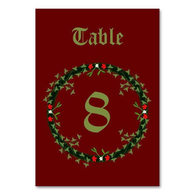 Gothic Christmas Wreath Custom Tischnummer (Vorderseite)
