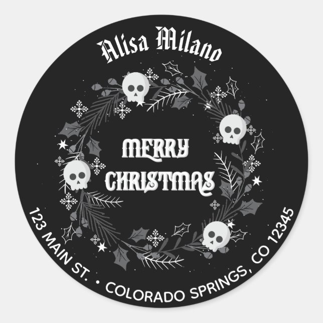 Gothic Christmas Wreath Runder Aufkleber (Vorderseite)