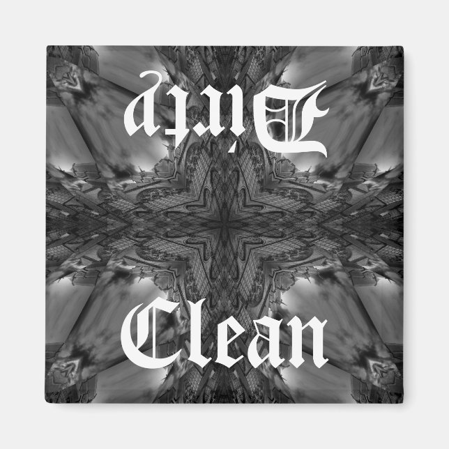 Gothic clean schmutziger Geschirrspüler Kaleidosko Magnet (Vorne)