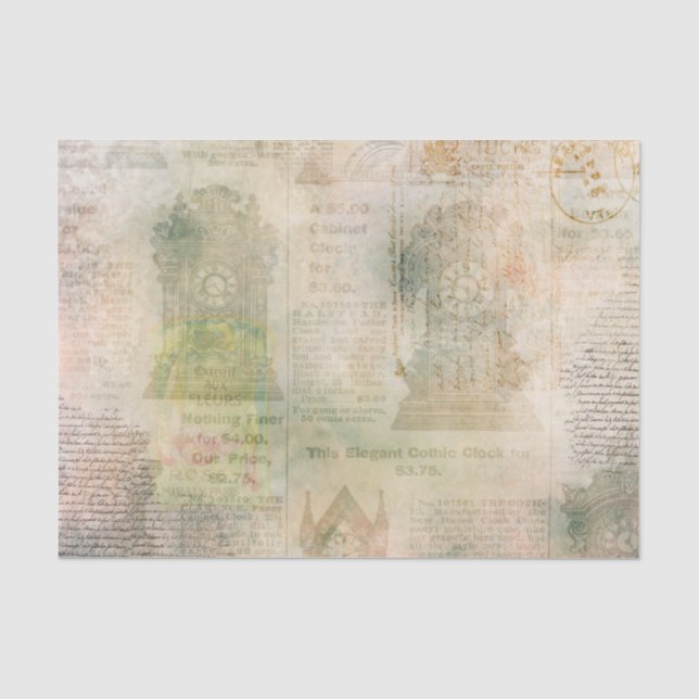Gothic Clock Ephemera Seidenpapier (Vorderseite)