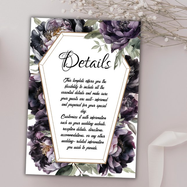 Gothic Coffin Black Peony Wedding Card Einladung (Von Creator hochgeladen)