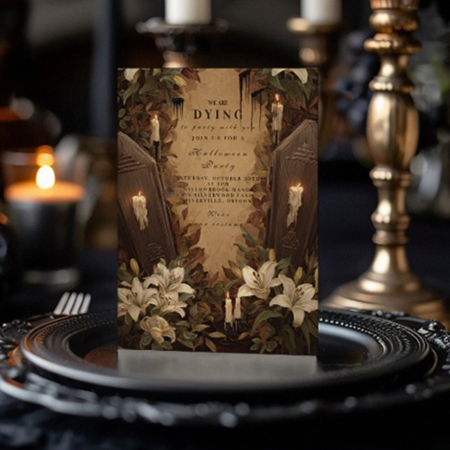 Gothic Coffin Candlelight Halloween Soirée Einladung (Von Creator hochgeladen)