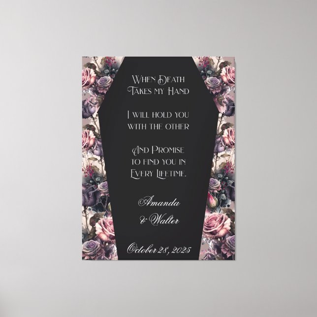 Gothic Coffin Rose Wedding Sign Leinwanddruck (Vorderseite)