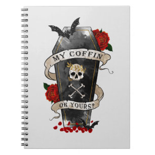 Gothic Coffin & Skull mit Rote Rose Notizblock