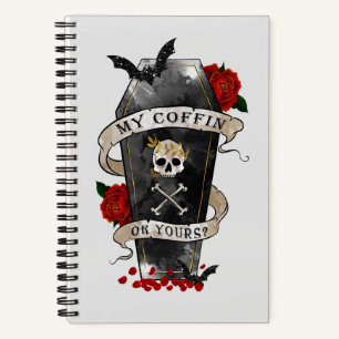 Gothic Coffin & Skull mit Rote Rose Notizbuch