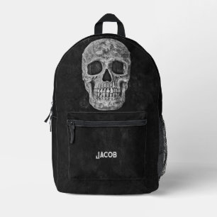 Gothic Cool Black and White Skull Bedruckter Rucksack