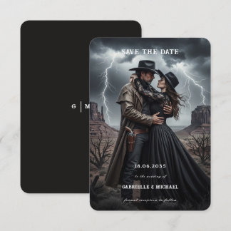 Gothic Couple Dark Western Save The Date