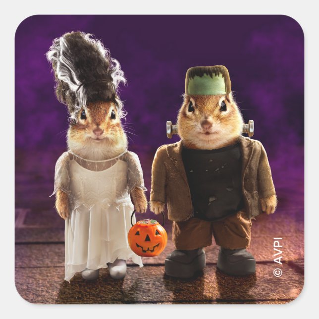 Gothic Couple Quadratischer Aufkleber (Vorderseite)