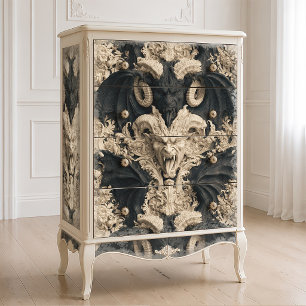 Gothic Cream und schwarzer barocker gehörnter Teuf Seidenpapier