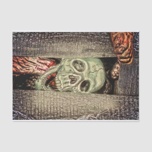Gothic Creepy Green Skull Head Seidenpapier (Vorderseite)