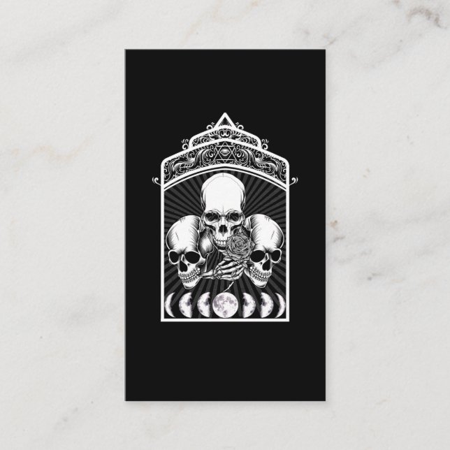 Gothic Creepy Skulls Moon Phases Hexchy Crescent Visitenkarte (Vorderseite)