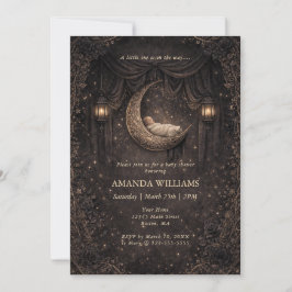 Gothic Crescent Moon Stars Baby Shower Invitation