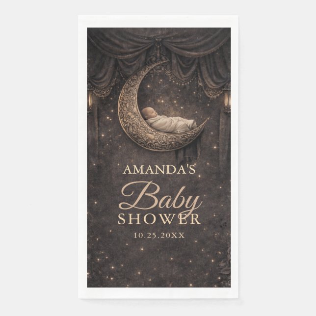 Gothic Crescent Moon Stars Baby Shower Serviette (Vorderseite)