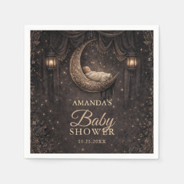 Gothic Crescent Moon Stars Baby Shower Serviette