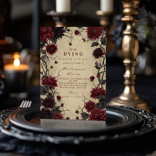Gothic Crimson Dahlia Halloween Feier Einladung (Von Creator hochgeladen)