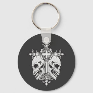 Gothic Cross and Skulls Schlüsselanhänger
