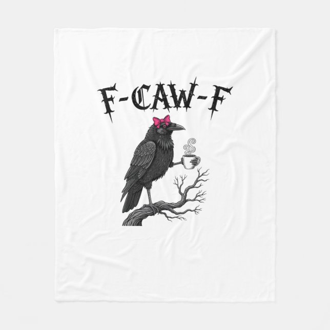Gothic Crow F-Caw-F Bird Funny Halloween Raven Fleecedecke (Vorderseite)