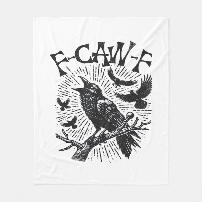 Gothic Crow F-Caw-F Humor Funny Essential Retro Cl Fleecedecke (Vorderseite)