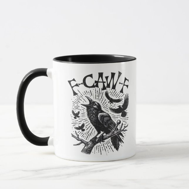 Gothic Crow F-Caw-F Humor Funny Essential Retro Cl Tasse (Links)