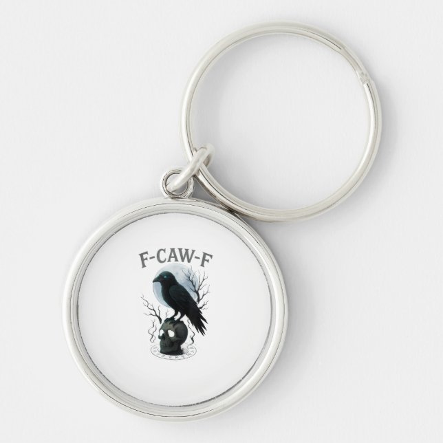 Gothic Crow F Caw F Raven Skull Halloween Graphic  Schlüsselanhänger (Vorne)